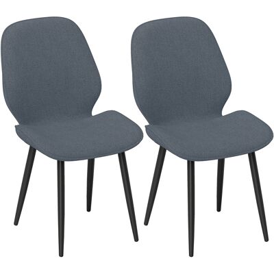 Homcom Set 2 Sedie da Pranzo Moderne Imbottite con Schienale Ricurvo, in Tessuto Effetto Lino, Schiuma e Acciaio, 46x56x86cm, Grigio e Nero Aosom Italy Homcom Set 2 Sedie da Pranzo Moderne Imbottite con Schienale Ricurvo, in Tessuto Effetto Lino, Schiuma e Acciaio, 46x56x86cm, Grigio e Nero Aosom Italy