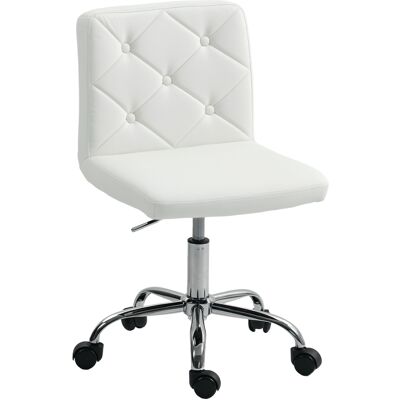 Homcom Sedia da Ufficio Regolabile con Rivestimento a Bottoni, in Pelle PU, Schiuma e Acciaio, 44x50x78-88 cm, Bianco Aosom Italy Homcom Sedia da Ufficio Regolabile con Rivestimento a Bottoni, in Pelle PU, Schiuma e Acciaio, 44x50x78-88 cm, Bianco Aosom Italy