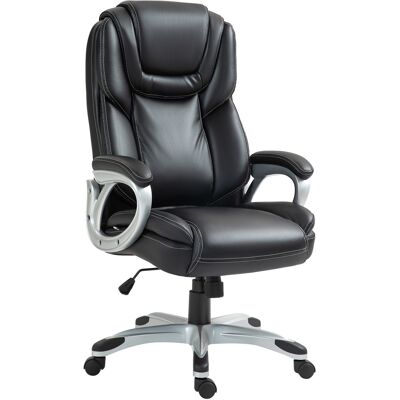 Homcom Sedia da ufficio poltrona da ufficio con funzione basculante ruote girevoli 360° 66 x 75,5 x 115,5-124,5 cm nero Aosom Italy Homcom Sedia da ufficio poltrona da ufficio con funzione basculante ruote girevoli 360° 66 x 75,5 x 115,5-124,5 cm nero Aosom Italy