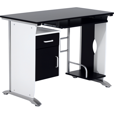Vinsetto HOMCOM Scrivania per Computer con Ripiano, Cassetto e Armadietto, in MDF e Ferro, 100x52x75 cm, Bianca e Nera Vinsetto HOMCOM Scrivania per Computer con Ripiano, Cassetto e Armadietto, in MDF e Ferro, 100x52x75 cm, Bianca e Nera