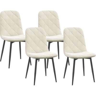 Homcom Set di 4 sedie Moderno da pranzo imbottite con schienale alto, gambe in acciaio e tessuto velluto, con tappetini protettivi, crema Aosom Italy Homcom Set di 4 sedie Moderno da pranzo imbottite con schienale alto, gambe in acciaio e tessuto velluto, con tappetini protettivi, crema Aosom Italy