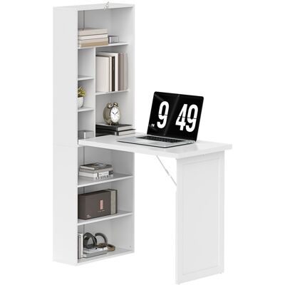 Homcom Scrivania per computer pieghevole con libreria, postazione di lavoro, lavagna e mensola regolabile, 98x51x153cm, bianco Aosom Italy Homcom Scrivania per computer pieghevole con libreria, postazione di lavoro, lavagna e mensola regolabile, 98x51x153cm, bianco Aosom Italy