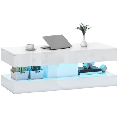 Homcom Tavolino da Salotto con Cassetti e Luci LED, Tavolino da Caffè Moderno con Ripiano Aperto, Tavolino, Truciolato, Bianco Aosom Italy Homcom Tavolino da Salotto con Cassetti e Luci LED, Tavolino da Caffè Moderno con Ripiano Aperto, Tavolino, Truciolato, Bianco Aosom Italy