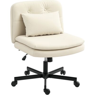 Homcom Sedia da ufficio senza braccioli con rivestimento in ecopelle, sedia da scrivania con ruote, cuscino aggiuntivo, altezza regolabile, ruotabile, Beige Aosom Italy Homcom Sedia da ufficio senza braccioli con rivestimento in ecopelle, sedia da scrivania con ruote, cuscino aggiuntivo, altezza regolabile, ruotabile, Beige Aosom Italy