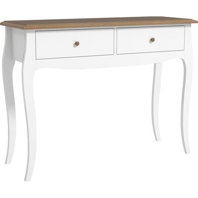 Homcom Tavolo Consolle Moderno con 2 Cassetti in Legno, 100x35x76.5 cm, Bianco e Marrone Scuro Homcom Tavolo Consolle Moderno con 2 Cassetti in Legno, 100x35x76.5 cm, Bianco e Marrone Scuro