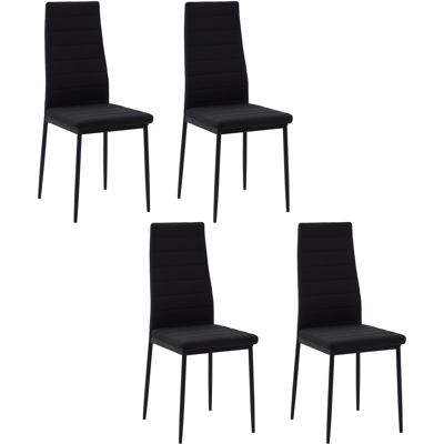 Homcom Set 4 Sedie per Soggiorno Imbottite in Tessuto, Sedie Sala da Pranzo Moderne con Gambe in Metallo, Capacità 120 kg, Nero Aosom Italy Homcom Set 4 Sedie per Soggiorno Imbottite in Tessuto, Sedie Sala da Pranzo Moderne con Gambe in Metallo, Capacità 120 kg, Nero Aosom Italy