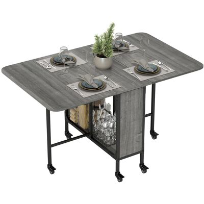 Homcom Tavolo Pieghevole da Pranzo per 6 Persone max con Ripiano, in Legno e Metallo, 130x80x74 cm, Grigio Aosom Italy Homcom Tavolo Pieghevole da Pranzo per 6 Persone max con Ripiano, in Legno e Metallo, 130x80x74 cm, Grigio Aosom Italy