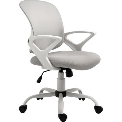 Vinsetto Sedia da Ufficio con Rotelle Girevole Ergonomica, Altezza Regolabile, Funzione di Dondolo, in Tessuto a Rete, Grigio e Bianco Aosom Vinsetto Sedia da Ufficio con Rotelle Girevole Ergonomica, Altezza Regolabile, Funzione di Dondolo, in Tessuto a Rete, Grigio e Bianco Aosom