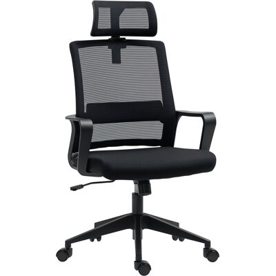 Homcom Sedia da Ufficio Ergonomica con Poggiatesta e Altezza Regolabili, Funzione Dondolo e Ruote, Nero Homcom Sedia da Ufficio Ergonomica con Poggiatesta e Altezza Regolabili, Funzione Dondolo e Ruote, Nero