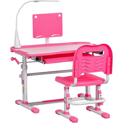 Homcom Set Scrivania per Bambini 6-12 Anni con Sedia Regolabile in Altezza, Cassetto, Luce e Piano Inclinabile, Rosa Homcom Set Scrivania per Bambini 6-12 Anni con Sedia Regolabile in Altezza, Cassetto, Luce e Piano Inclinabile, Rosa