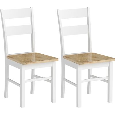Homcom Set di 2 Sedie Moderno da Cucina con gambe robuste e Legno di Gomma, Piedini protettivi, Schienale leggermente curvato, Bianco Aosom Italy Homcom Set di 2 Sedie Moderno da Cucina con gambe robuste e Legno di Gomma, Piedini protettivi, Schienale leggermente curvato, Bianco Aosom Italy