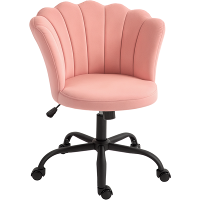 Homcom Sedia da Ufficio con Schienale a Petalo Senza Braccioli con Altezza Regolabile, Rivestimento in Velluto, Rosa Homcom Sedia da Ufficio con Schienale a Petalo Senza Braccioli con Altezza Regolabile, Rivestimento in Velluto, Rosa