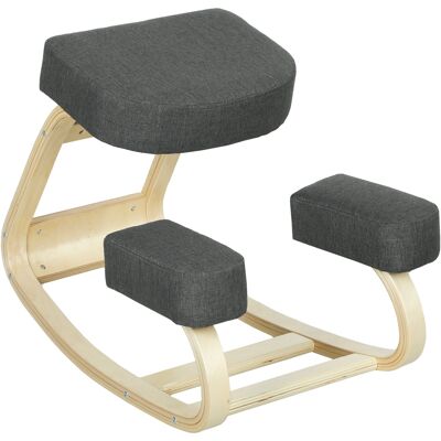 Vinsetto Sedia Ergonomica con Inginocchiatoio in Legno di Betulla e Cuscino, 51x69x58 cm, Grigio Aosom Italy Vinsetto Sedia Ergonomica con Inginocchiatoio in Legno di Betulla e Cuscino, 51x69x58 cm, Grigio Aosom Italy
