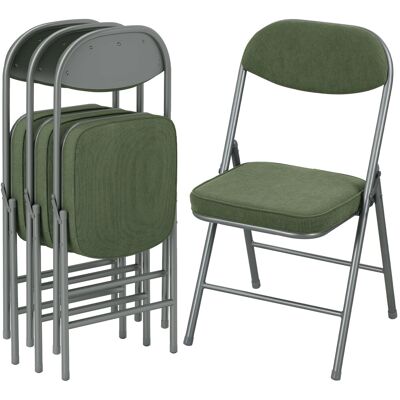 Homcom Set di 4 Sedie Pieghevoli con Sedute e Schienali imbottiti in velluto a coste, 45x48.5x82 cm, Verde Aosom Italy Homcom Set di 4 Sedie Pieghevoli con Sedute e Schienali imbottiti in velluto a coste, 45x48.5x82 cm, Verde Aosom Italy