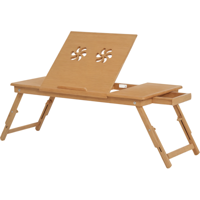 Homcom Tavolino da Letto per PC Pieghevole e Inclinabile con Cassetto, 72x35x22-30, Colore Legno Aosom Homcom Tavolino da Letto per PC Pieghevole e Inclinabile con Cassetto, 72x35x22-30, Colore Legno Aosom