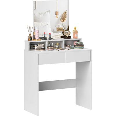 Homcom Tavolo da trucco con specchio, tavolo da trucco con 2 cassetti e 3 scomparti, stile moderno, 75 x 38 x 135 cm, bianco Aosom Italy Homcom Tavolo da trucco con specchio, tavolo da trucco con 2 cassetti e 3 scomparti, stile moderno, 75 x 38 x 135 cm, bianco Aosom Italy