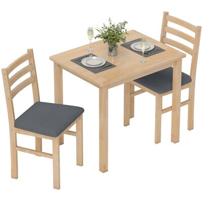 Homcom Set tavolo da pranzo 3 pezzi con 2 sedie, Tavolo da cucina per spazi compatti, sedie imbottite, risparmio spazio, MDF, Legno naturale Aosom Italy Homcom Set tavolo da pranzo 3 pezzi con 2 sedie, Tavolo da cucina per spazi compatti, sedie imbottite, risparmio spazio, MDF, Legno naturale Aosom Italy