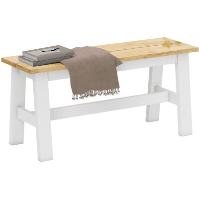Homcom Panca per 2, Panca in finitura quercia, traversa stabilizzante, per Soggiorno, Sala da Pranzo, Ingresso, Legno di gomma, Bianco Aosom Italy Homcom Panca per 2, Panca in finitura quercia, traversa stabilizzante, per Soggiorno, Sala da Pranzo, Ingresso, Legno di gomma, Bianco Aosom Italy