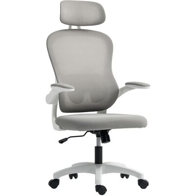 Homcom Sedia da Ufficio Ergonomica con Schienale in Rete, Regolabile in Altezza, Braccioli Pieghevoli, 5 Ruote, Funzione di Basculamento, Grigia Aosom Italy Homcom Sedia da Ufficio Ergonomica con Schienale in Rete, Regolabile in Altezza, Braccioli Pieghevoli, 5 Ruote, Funzione di Basculamento, Grigia Aosom Italy