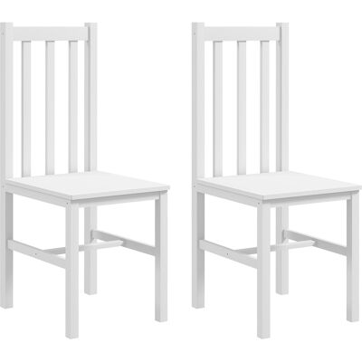 Homcom Set di 2 Sedie da Pranzo con Schienale Alto a Doghe e Struttura in Legno di Pino 38,5x47,5x99 cm Bianco Aosom Italy Homcom Set di 2 Sedie da Pranzo con Schienale Alto a Doghe e Struttura in Legno di Pino 38,5x47,5x99 cm Bianco Aosom Italy