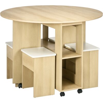 Homcom Set Tavolo e Sedie 5 Pezzi in Truciolato, Tavolo Rotondo con 2 Ripiani Aperti e 4 Sgabelli Moderni Homcom Set Tavolo e Sedie 5 Pezzi in Truciolato, Tavolo Rotondo con 2 Ripiani Aperti e 4 Sgabelli Moderni