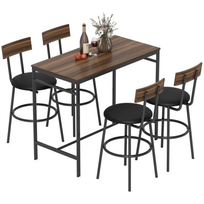 Homcom Set da Tavolo da Bar 5 Pezzi con 4 Sgabelli, Design Industriale, per Cucina, Sala da Pranzo, Legno, Acciaio, Marrone Aosom Italy Homcom Set da Tavolo da Bar 5 Pezzi con 4 Sgabelli, Design Industriale, per Cucina, Sala da Pranzo, Legno, Acciaio, Marrone Aosom Italy