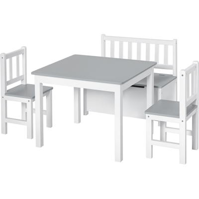 Set tavolo bambini Homcom - Bianco e grigio - Mobili per bambini Set tavolo bambini Homcom - Bianco e grigio - Mobili per bambini