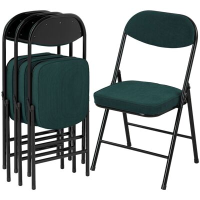 Homcom Set di 4 Sedie Pieghevoli con Seduta Imbottita e Struttura in Acciaio, Rivestite in velluto a coste, Blu Aosom Italy Homcom Set di 4 Sedie Pieghevoli con Seduta Imbottita e Struttura in Acciaio, Rivestite in velluto a coste, Blu Aosom Italy