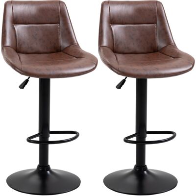 Homcom Set 2 Sgabelli da Bar Vintage in Finta Pelle Marrone con Poggiapiedi e Base Rotonda, 46.5x50x88-108 cm Aosom Italy Homcom Set 2 Sgabelli da Bar Vintage in Finta Pelle Marrone con Poggiapiedi e Base Rotonda, 46.5x50x88-108 cm Aosom Italy