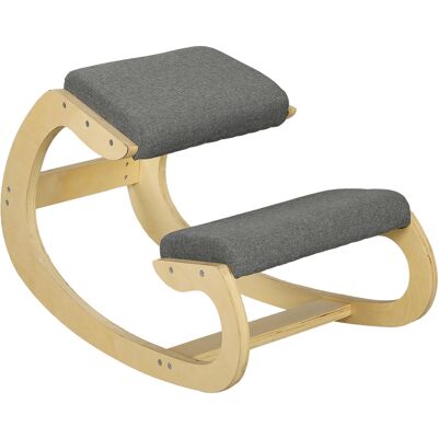 Homcom Sedia Ergonomica per Ginocchia in Legno con Cuscino Imbottito 55x85x55 cm Grigio Aosom Italy Homcom Sedia Ergonomica per Ginocchia in Legno con Cuscino Imbottito 55x85x55 cm Grigio Aosom Italy