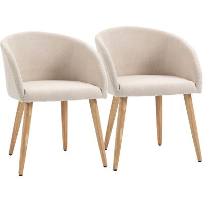Homcom Set di 2 Sedie da Pranzo Stile Scandinavo Imbottite in Tessuto, 55x56x74 cm, Beige Aosom Italy Homcom Set di 2 Sedie da Pranzo Stile Scandinavo Imbottite in Tessuto, 55x56x74 cm, Beige Aosom Italy