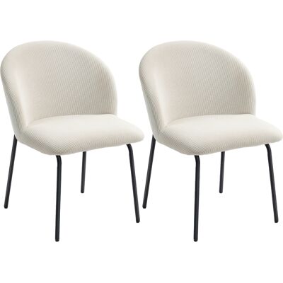 Homcom Set di 2 sedie Moderne da pranzo con spessa seduta imbottita e schienale curvo, in velluto a coste e piedi in acciaio, crema Aosom Italy Homcom Set di 2 sedie Moderne da pranzo con spessa seduta imbottita e schienale curvo, in velluto a coste e piedi in acciaio, crema Aosom Italy
