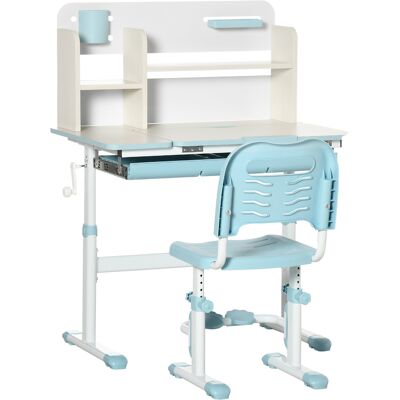 Homcom Set Scrivania e Sedia per Bambini da 3 Anni Regolabile, Tavolo Inclinabile a 60° con Cassetto e Ripiani, Blu Aosom Italy Homcom Set Scrivania e Sedia per Bambini da 3 Anni Regolabile, Tavolo Inclinabile a 60° con Cassetto e Ripiani, Blu Aosom Italy