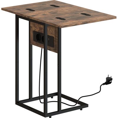 Homcom Tavolino da Salotto a C Espandibile con 2 Stazioni di Ricarica, in Legno e Metallo, 39x29x57 cm, Nero e Marrone Aosom Italy Homcom Tavolino da Salotto a C Espandibile con 2 Stazioni di Ricarica, in Legno e Metallo, 39x29x57 cm, Nero e Marrone Aosom Italy