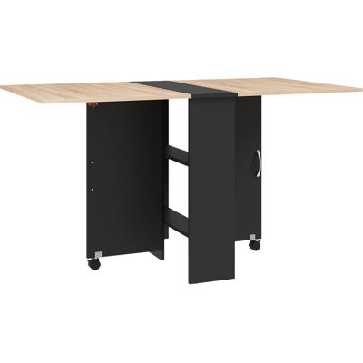 Homcom Tavolo Pieghevole Consolle per 4-6 persone con Ruote e Ripiani, 140x75x74cm, Rovere e Nero Homcom Tavolo Pieghevole Consolle per 4-6 persone con Ruote e Ripiani, 140x75x74cm, Rovere e Nero