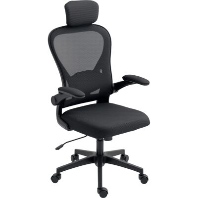 Homcom Sedia da Ufficio Ergonomica in Tessuto con Braccioli, Nero Aosom Italy Homcom Sedia da Ufficio Ergonomica in Tessuto con Braccioli, Nero Aosom Italy
