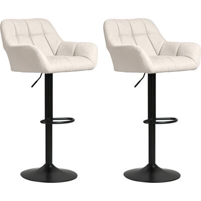 Homcom Set 2 Sgabelli da Bar Regolabili in Altezza, in Similpelle e Tessuto effetto Lino, Crema Aosom Italy Homcom Set 2 Sgabelli da Bar Regolabili in Altezza, in Similpelle e Tessuto effetto Lino, Crema Aosom Italy