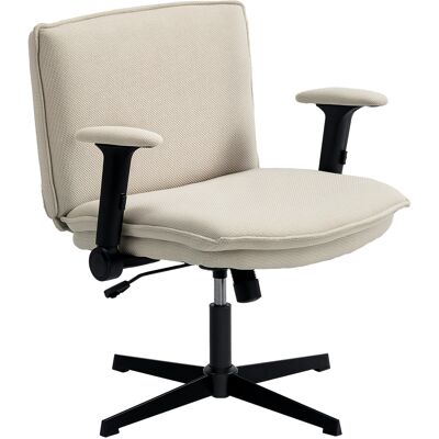 Homcom Sedia da Ufficio con Braccioli Ribaltabili, Sedile Largo, senza Ruote, Altezza Regolabile, Girevole, Crema Aosom Italy Homcom Sedia da Ufficio con Braccioli Ribaltabili, Sedile Largo, senza Ruote, Altezza Regolabile, Girevole, Crema Aosom Italy