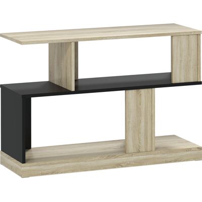 Homcom Tavolino a forma S, a 3 livelli con scaffali, 90 x 30 x 61 cm, Legno naturale e nero Aosom Italy Homcom Tavolino a forma S, a 3 livelli con scaffali, 90 x 30 x 61 cm, Legno naturale e nero Aosom Italy