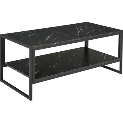 Homcom Tavolino da Salotto da Caffè moderno con scaffale in pannello truciolare acciaio per soggirno ufficio nero Aosom Homcom Tavolino da Salotto da Caffè moderno con scaffale in pannello truciolare acciaio per soggirno ufficio nero Aosom