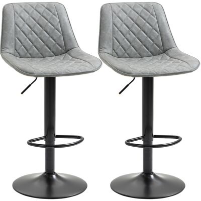 Homcom Set 2 Sgabelli da Bar Girevoli, Altezza Regolabile 86–106 cm, Pelle Sintetica, Schienale e Poggiapiedi, Grigio Aosom Italy Homcom Set 2 Sgabelli da Bar Girevoli, Altezza Regolabile 86–106 cm, Pelle Sintetica, Schienale e Poggiapiedi, Grigio Aosom Italy