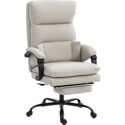 Homcom Sedia da ufficio Sedia per scrivania regolabile in altezza con supporto lombare, braccioli, poggiapiedi, in similpelle, Grigio chiaro Aosom Italy Homcom Sedia da ufficio Sedia per scrivania regolabile in altezza con supporto lombare, braccioli, poggiapiedi, in similpelle, Grigio chiaro Aosom Italy