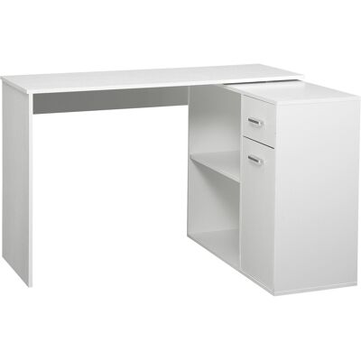 Homcom Scrivania angolare girevole 180°, con libreria, cassetto e armadietto, 117x82x74cm, Bianco Aosom Italy Homcom Scrivania angolare girevole 180°, con libreria, cassetto e armadietto, 117x82x74cm, Bianco Aosom Italy