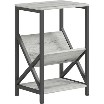 Homcom Tavolino da salotto contenitore a 3 livelli, con portariviste a V, struttura in acciaio, 40x30x61cm, Grigio scuro Aosom Italy Homcom Tavolino da salotto contenitore a 3 livelli, con portariviste a V, struttura in acciaio, 40x30x61cm, Grigio scuro Aosom Italy
