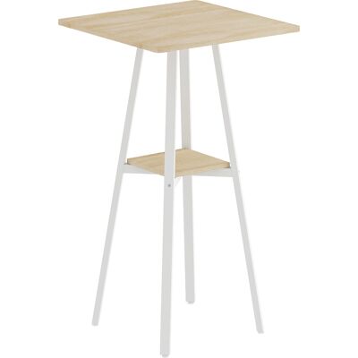 Homcom Tavolo Alto Quadrato con Ripiano per 2 Persone, 55x55x95 cm, Legno Naturale/Bianco Aosom Italy Homcom Tavolo Alto Quadrato con Ripiano per 2 Persone, 55x55x95 cm, Legno Naturale/Bianco Aosom Italy