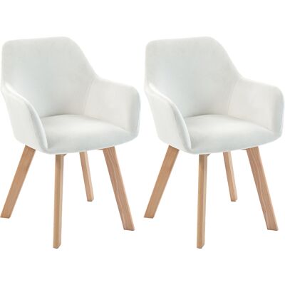 Homcom Set da 2 sedie da pranzo Poltrona Seduta imbottita in tessuto effetto velluto Piedi in legno, crema Aosom Italy Homcom Set da 2 sedie da pranzo Poltrona Seduta imbottita in tessuto effetto velluto Piedi in legno, crema Aosom Italy