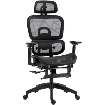 Homcom Sedia da ufficio, sedia da scrivania ergonomica con rivestimento in rete, regolabile, su ruote, con braccioli, poggiatesta, Nero Aosom Italy Homcom Sedia da ufficio, sedia da scrivania ergonomica con rivestimento in rete, regolabile, su ruote, con braccioli, poggiatesta, Nero Aosom Italy