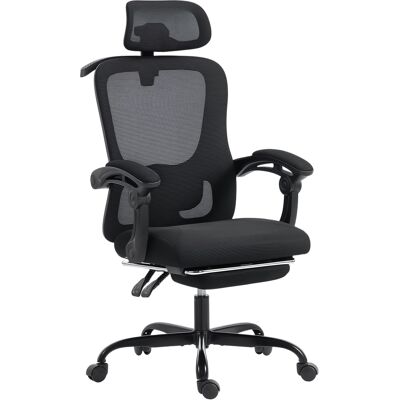 Homcom Sedia da ufficio ergonomica, poltrona da ufficio in rete con poggiatesta regolabile, supporto lombare, 64x64x124cm, nero Aosom Italy Homcom Sedia da ufficio ergonomica, poltrona da ufficio in rete con poggiatesta regolabile, supporto lombare, 64x64x124cm, nero Aosom Italy