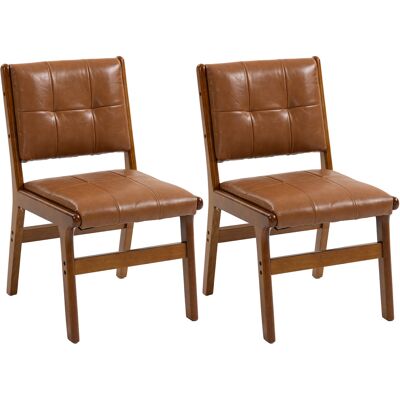 Homcom Confezione da 2 Sedie da Pranzo Rivestite in PU Sedile Imbottito Gambe in Legno per Soggiorno Marrone Aosom Italy Homcom Confezione da 2 Sedie da Pranzo Rivestite in PU Sedile Imbottito Gambe in Legno per Soggiorno Marrone Aosom Italy