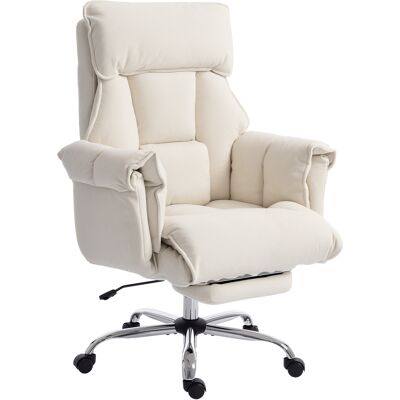 Homcom Sedia da ufficio girevole con supporto lombare e poggiapiedi, 80x80x106-114 cm, bianco crema Aosom Italy Homcom Sedia da ufficio girevole con supporto lombare e poggiapiedi, 80x80x106-114 cm, bianco crema Aosom Italy